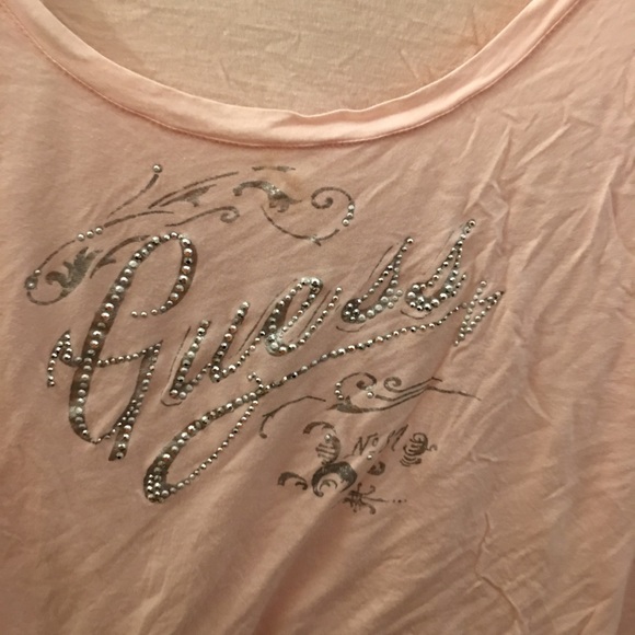 Guess 3/4 sleeve tee pink w/silver bling Sz XL - Picture 2 of 3